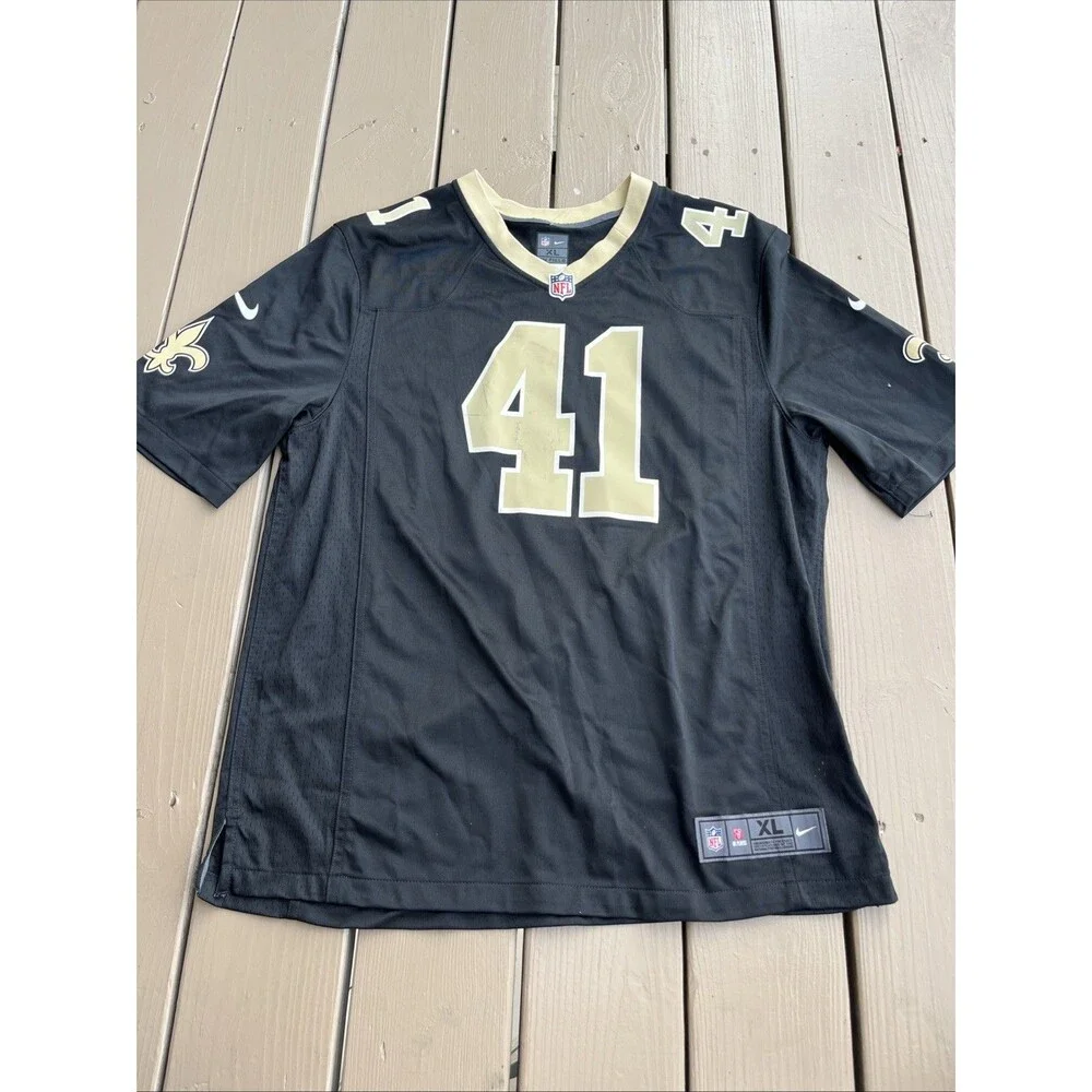 NEW ORLEANS SAINTS Alvin Kamara #41 Black Football Jersey XL Signature Embroider - Picture 2 of 11